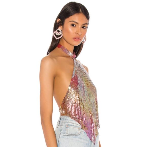 superdown Sage Chain Crop Top in Pink NWT Size Medium - Picture 2 of 3